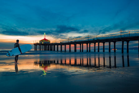 Contemplative surfer dude at Manhattan Beach Pier