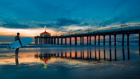 Contemplative surfer dude at Manhattan Beach Pier